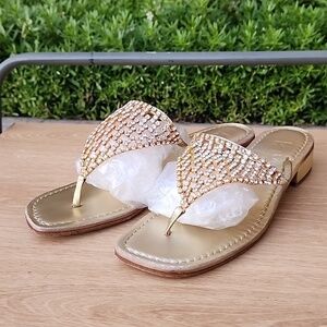 K. JACQUES ST. TROPEZ CRYSTALS LEATHER SANDAL WOMEN'S EU 38 US 8